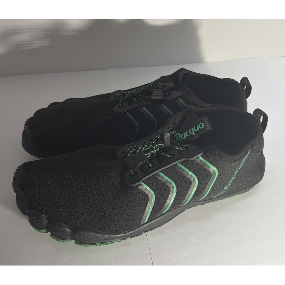 Racqua Mens 9 Black Green Lightweight Quick Dry Breathable Lace Up Water Swim‎